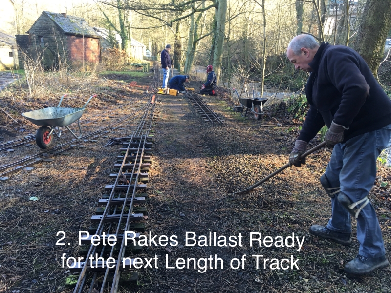 Pete Rakes Ballast Ready for the next length of Track.