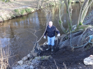 Pete is determined to finish the bankside.