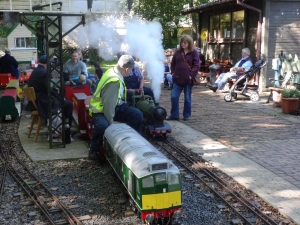 Joshua steams into the station.