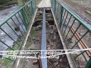 Bridge number one stripped down for repair and painting.