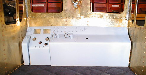 The driving and control console in grey primer